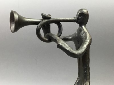 Lot 583 - MODERN BRONZE FIGURE OF A TRUMPETER