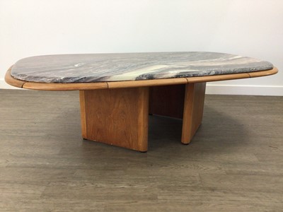 Lot 389 - BENDIXEN DENMARK, MARBLE TOPPED TEAK COFFEE TABLE