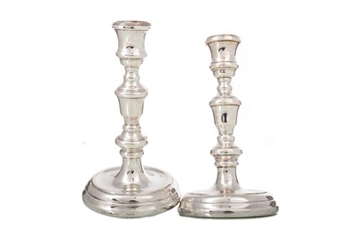 Lot 128 - PAIR OF ELIZABETH II SILVER CANDLESTICKS