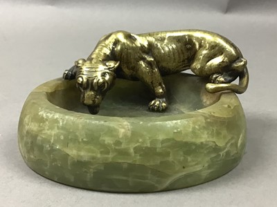 Lot 618 - ONYX AND CAST BRASS ASHTRAY