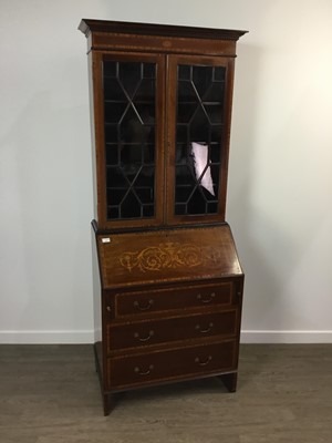 Lot 626 - INLAID MAHOGANY BUREAU BOOKCASE