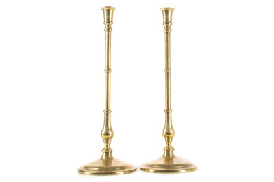 Lot 807 - PAIR OF BRASS ALTAR CANDLESTICKS