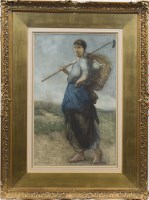 Lot 1353 - DAVID DE LA MAR (1832 - 1898), PEASANT GIRL...