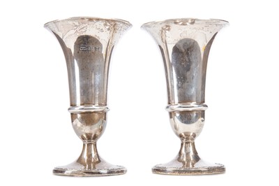 Lot 143 - PAIR OF GEORGE V SILVER VASES