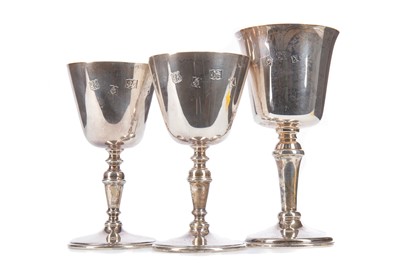 Lot 144 - PAIR OF ELIZABETH II SILVER WINE GOLBLETS