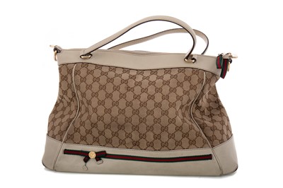 Lot 174 - GUCCI, GG CANVAS AND LEATHER MAYFAIR BOW SATCHEL