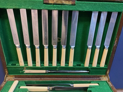 Lot 155 - OAK TABLETOP CANTEEN OF SILVER PLATED CUTLERY