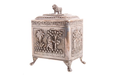 Lot 1155 - INDIAN WHITE METAL CADDY