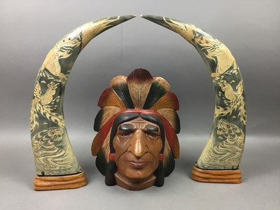 Lot 39 - TWO DECORATIVE HORN ORNAMENTS