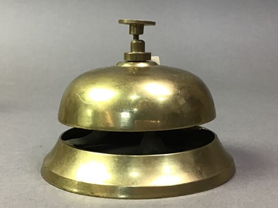 Lot 183 - BRASS TABLE BELL AND OTHER BRASSWARE