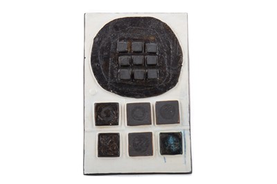 Lot 522 - TROIKA POTTERY ST. IVES, CALCULATOR PLAQUE