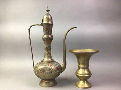 Lot 89 - INDO-PERSIAN BRASS TRUMPET VASE