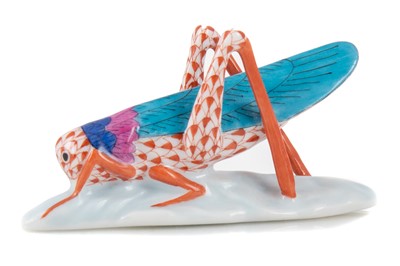 Lot 529 - HEREND HUNGARY, PORCELAIN FIGURE OF A GRASSHOPPER