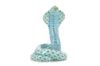 Lot 530 - HEREND HUNGARY, PORCELAIN FIGURE OF A KING COBRA