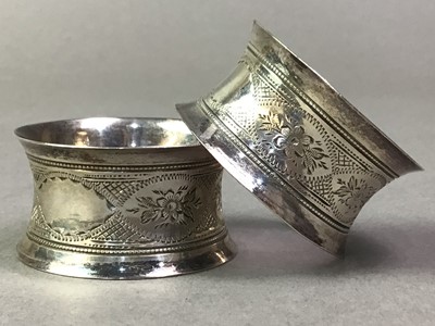 Lot 103 - PAIR OF SILVER CIRCULAR NAPKIN RINGS AND OTHERS