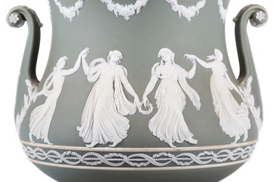 Lot 829 - WEDGWOOD FOR MCVITIE AND PRICE, JASPERWARE 'DANCING HOURS' BISCUIT BARREL