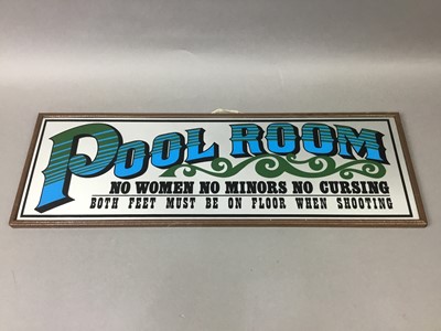 Lot 333 - VINTAGE STYLE MIRRORED POOL ROOM SIGN