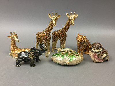 Lot 270 - EIGHT ENAMELLED PILL BOXES MODELLED AS ANIMALS