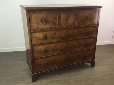 Lot 343 - WALNUT AND MAHOGANY CHEST OF DRAWERS