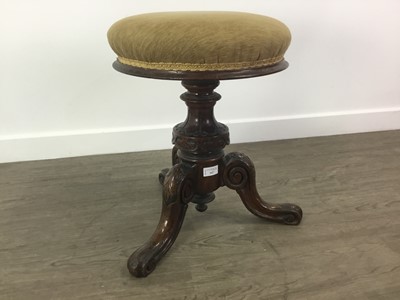 Lot 347 - WALNUT ADJUSTABLE PIANO STOOL