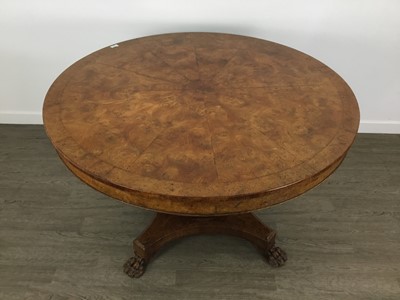 Lot 836 - REGENCY BURR WALNUT DINING TABLE