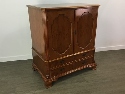 Lot 375 - YEW WOOD REPRODUCTION TELEVISION CABINET