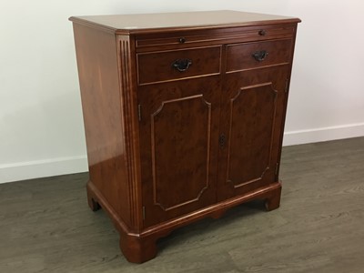 Lot 380 - YEW WOOD REPRODUCTION SIDE CABINET