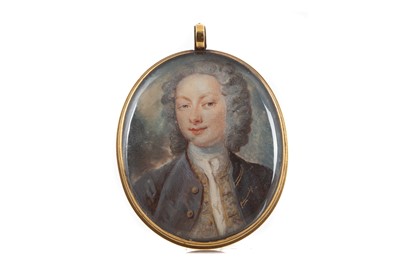 Lot 838 - GEORGE II PORTRAIT MINIATURE OF A GENTLEMAN