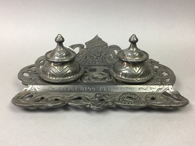 Lot 485 - ENERET, DANISH CAST METAL INKSTAND