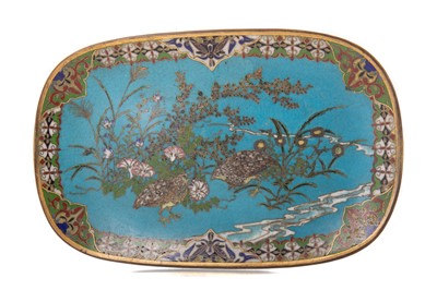 Lot 1055A - CHINESE CLOISONNE ENAMEL OVAL TRAY
