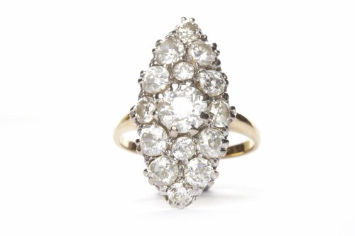 Lot 1 - LATE VICTORIAN DIAMOND RING the marquise...