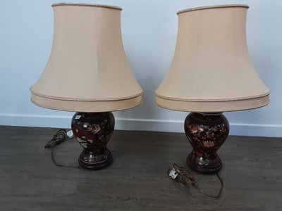 Lot 450 - PAIR OF CHINESE CERAMIC TABLE LAMPS