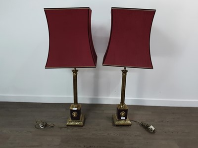 Lot 385 - PAIR OF BRASS TABLE LAMPS