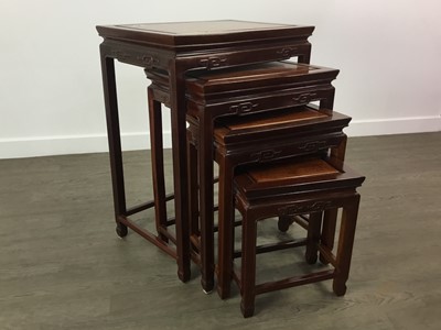 Lot 388 - CHINESE HARDWOOD NEST OF TABLES