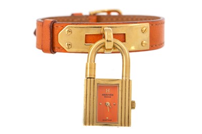 Lot 208 - HERMES, LADY'S GILT METAL 'PADLOCK' QUARTZ WRISTWATCH