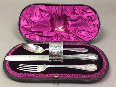 Lot 524 - SILVER CHRISTENING SET