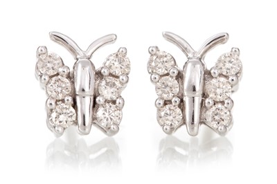 Lot 558 - PAIR OF DIAMOND SET BUTTERFLY EARRINGS