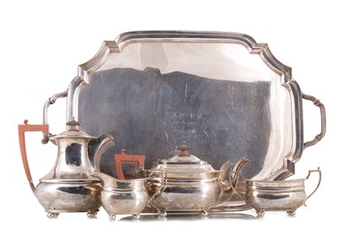 Lot 9 - GEORGE VI SILVER FOUR-PIECE TEA SERVICE ON TRAY