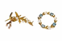 Lot 36 - TWO NINE CARAT GOLD PEARL SET BROOCHES one set...