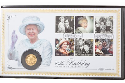 Lot 75 - ELIZABETH II 95TH BIRTHDAY QUARTER OUNCE GOLD PROOF COIN COVER