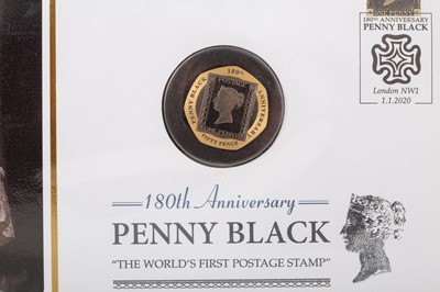 Lot 79 - 180TH ANNIVERSARY OF THE PENNY BLACK GOLD PROOF PIEDFORT 50P COIN COVER