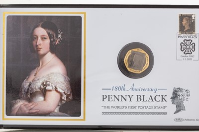 Lot 79 - 180TH ANNIVERSARY OF THE PENNY BLACK GOLD PROOF PIEDFORT 50P COIN COVER