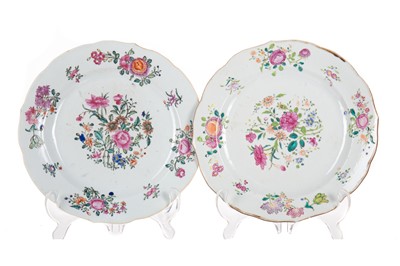 Lot 1044 - TWO 18TH CENTURY CHINESE FAMILLE ROSE PLATES