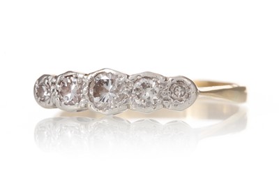 Lot 586 - DIAMOND FIVE STONE RING