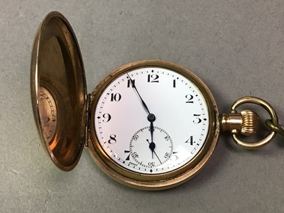 Lot 193 - GOLD PLATED FULL HUNTER POCKET WATCH