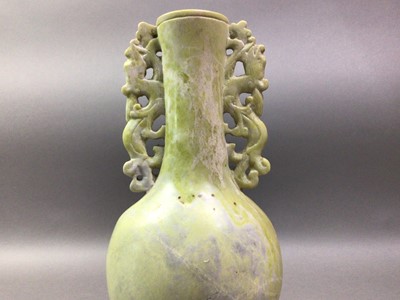 Lot 223 - CHINESE MARBLE TWIN HANDLED DRAGON VASE