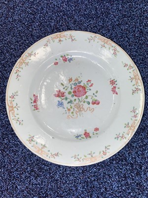 Lot 1047 - TWO 18TH CENTURY CHINESE FAMILLE ROSE PLATES