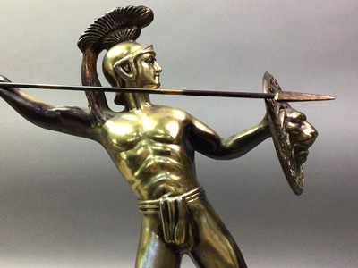 Lot 259 - GILT METAL FIGURE OF A GREEK WARRIOR