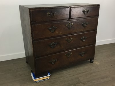 Lot 279 - GEORGIAN OAK CHEST OF DRAWERS