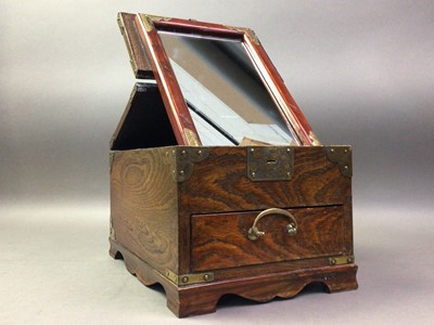 Lot 348 - CHINESE HARDWOOD TRAVELLING DRESSING BOX